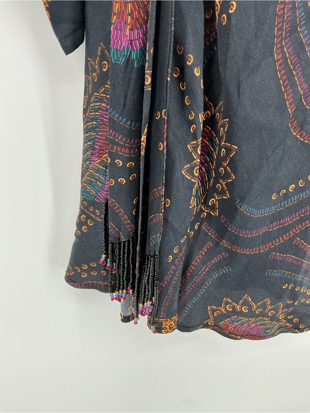 Farm Rio Toucan Paisley Wrap Midi Dress Puff Sleeve Black Multicolor XS - Picture 7 of 9
